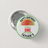 One in a Melon glänzende Wassermelone 1. Geburtsta Button (Vorne & Hinten)