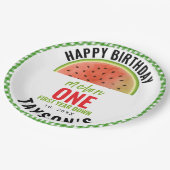 One in a Melon glitter watermelon 1st birthday Pappteller (Schrägansicht)