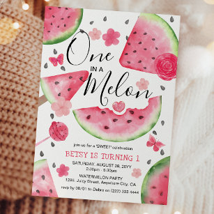 "One in a Melon" Niedliche Wassermelone Girl 1. Ge Einladung