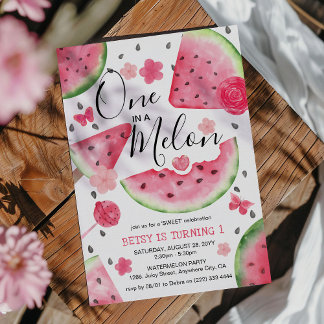 "One in a Melon" Niedliche Wassermelone Girl 1. Ge Einladung