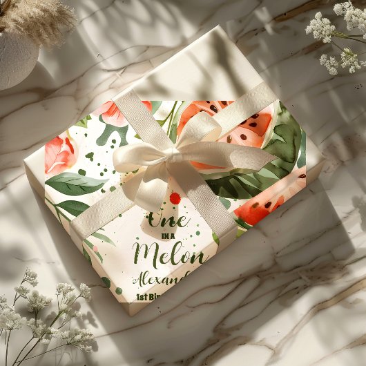 "One in a Melon" Niedliche Wassermelone Girl 1. Ge Geschenkpapier