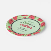 One in a Melon Summer Watermelon 1st Birthday Pappteller (Schrägansicht)