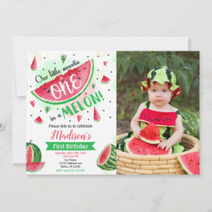 One in a Melon Wassermelonen 1. Geburtstagsfoto Einladung
