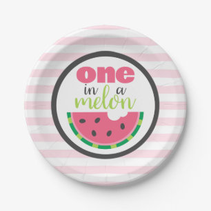 One in a Melon Wassermelonen Mädchen 1. Geburtstag Pappteller