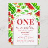 One In A Melon Watermelon 1st Birthday Einladung (Vorne/Hinten)