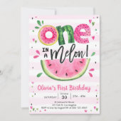 One In A Melon Watermelon 1st Birthday Invitation Einladung (Vorderseite)