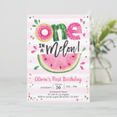 One In A Melon Watermelon 1st Birthday Invitation Einladung (Stehend Vorderseite)