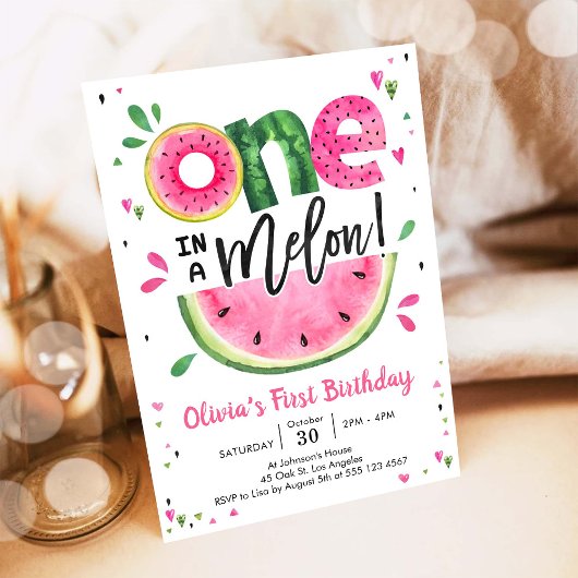 One In A Melon Watermelon 1st Birthday Invitation Einladung