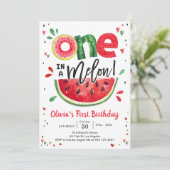 One In A Melon Watermelon 1st Birthday Invitation Einladung (Stehend Vorderseite)