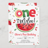 One In A Melon Watermelon 1st Birthday Invitation Einladung (Vorne/Hinten)
