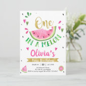 One In A Melon Watermelon 1st Birthday Invitation Einladung (Stehend Vorderseite)