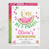 One In A Melon Watermelon 1st Birthday Invitation Einladung (Vorne/Hinten)