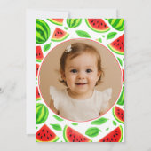 One In A Melon Watermelon 1st Birthday Photo Einladung (Rückseite)