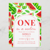 One In A Melon Watermelon 1st Birthday Photo Einladung (Vorne/Hinten)