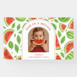 One In A Melon Watermelon Custom Photo Birthday Banner