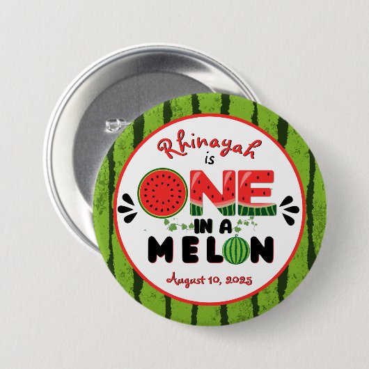 One in a Melon Watermelon First Birthday Candy Tin Button (Vorne & Hinten)
