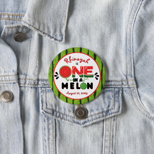 One in a Melon Watermelon First Birthday Candy Tin Button (Beispiel)