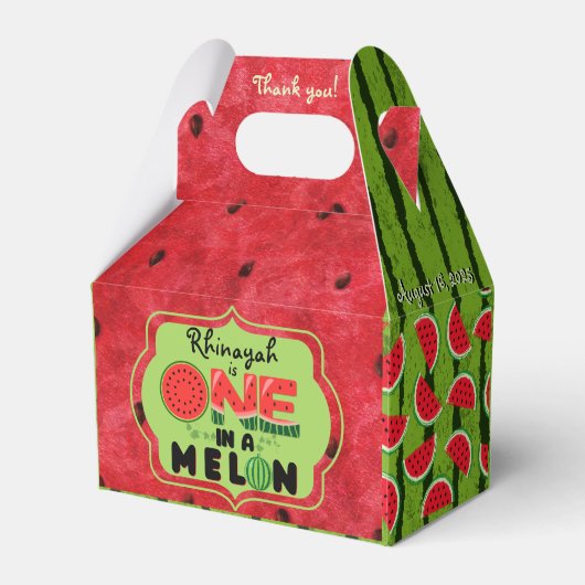 One in a Melon Watermelon First Birthday Foto Geschenkschachtel (Vorderseite)