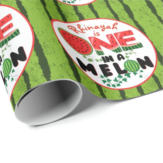 One in a Melon Watermelon First Birthday Geschenkpapier (Rolleneckpunkt)