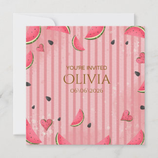 One in a Melon Watermelon First Birthday Invitatio Einladung
