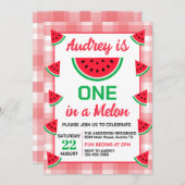 One In a Melon Watermelon Geburtstag Einladung (Vorne/Hinten)