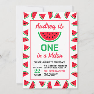 One In a Melon Watermelon Geburtstag Einladung