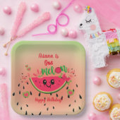 One In a Melon Watermelon Girl's First Birthday Pappteller (Party)