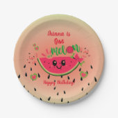 One In a Melon Watermelon Girl's First Birthday Pappteller (Vorderseite)