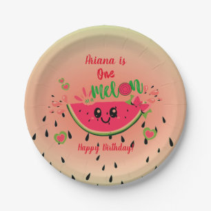 One In a Melon Watermelon Girl's First Birthday Pappteller