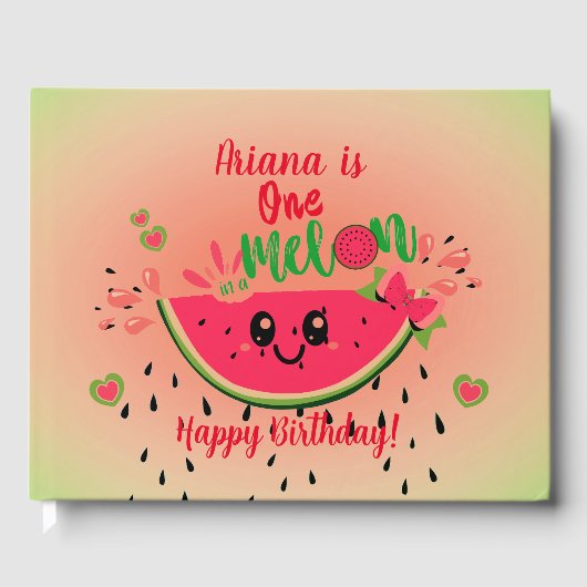 One In a Melon Watermelon Girl's Summer Birthday Gästebuch (Vorderseite)