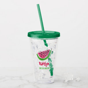 One In a Melon Watermelon Personalisierter Name Acryltrinkbecher
