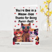 One in a Meow-llion Purr-fect Teacher Card Karte (Gelbe Blume)