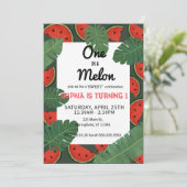 One in a Watermelon! 1st Birthday Party Einladung (Stehend Vorderseite)