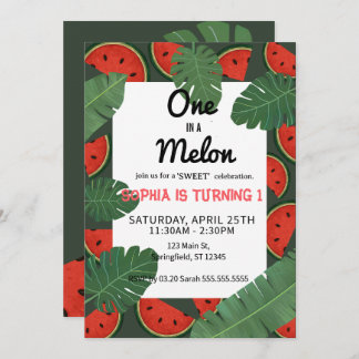 One in a Watermelon! 1st Birthday Party Einladung