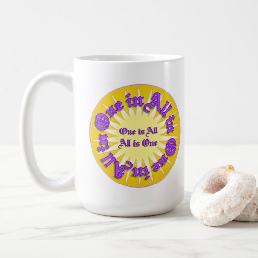 "One in All" Weiße 15 oz Tasse (Mit Donut)