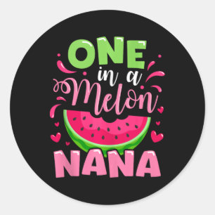 One in Melon Nana Summer Birthday Party Family m Runder Aufkleber
