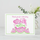 One in the Melon First Birthday Danke Card Einladung (Stehend Vorderseite)