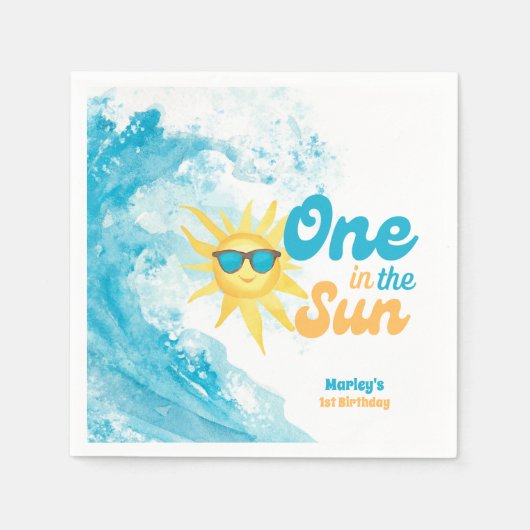 One in the Sun 🌞 1st Birthday Beach Theme Serviette (Vorderseite)