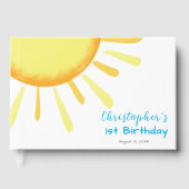One in the Sun Blue First Birthday Custom Gästebuch (Vorderseite)