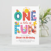 One is Fun Invitation, Girls First Birthday  Einladung (Stehend Vorderseite)