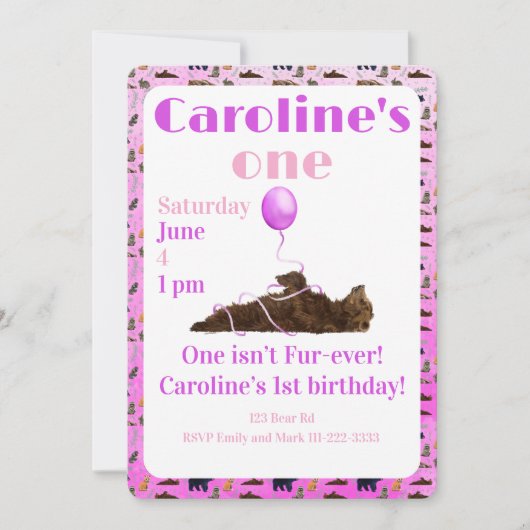 One isn’t fur-ever 1st Birthday Invitation Einladung (Vorderseite)