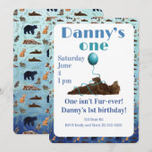 One isn’t fur-ever 1st Birthday Invitation Einladung (Vorne/Hinten)