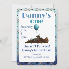 One isn’t fur-ever 1st Birthday Invitation Einladung