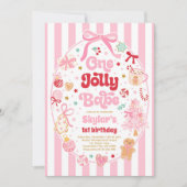 One Jolly Babe Christmas Coquette Bow 1st Birthday Einladung (Vorderseite)