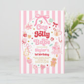 One Jolly Babe Christmas Coquette Bow 1st Birthday Einladung (Stehend Vorderseite)