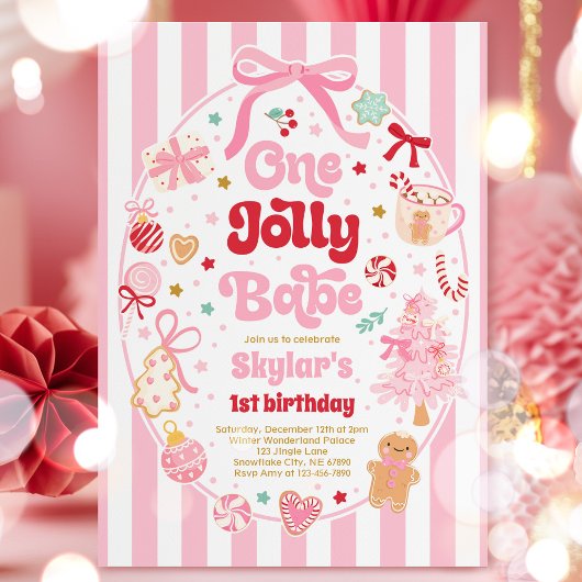 One Jolly Babe Christmas Coquette Bow 1st Birthday Einladung