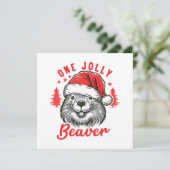 One Jolly Beaver Feiertagskarte (Stehend Vorderseite)