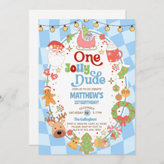 One jolly dude boy 1st Christmas birthday invite. Einladung