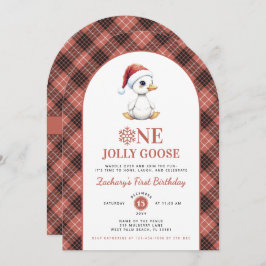 One Jolly Goose Modern Christmas First Birthday Einladung