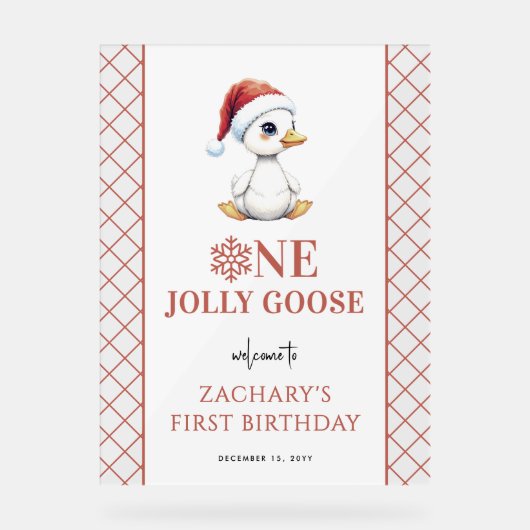 One Jolly Goose Modern First Birthday Welcome Sign Acrylschild (Vorderseite)